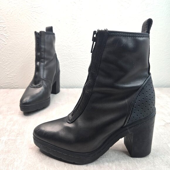 Alexander Wang Grunge Boots 5.5 Black Leather Edgy Chunky Platform Moto Booties - Picture 1 of 10